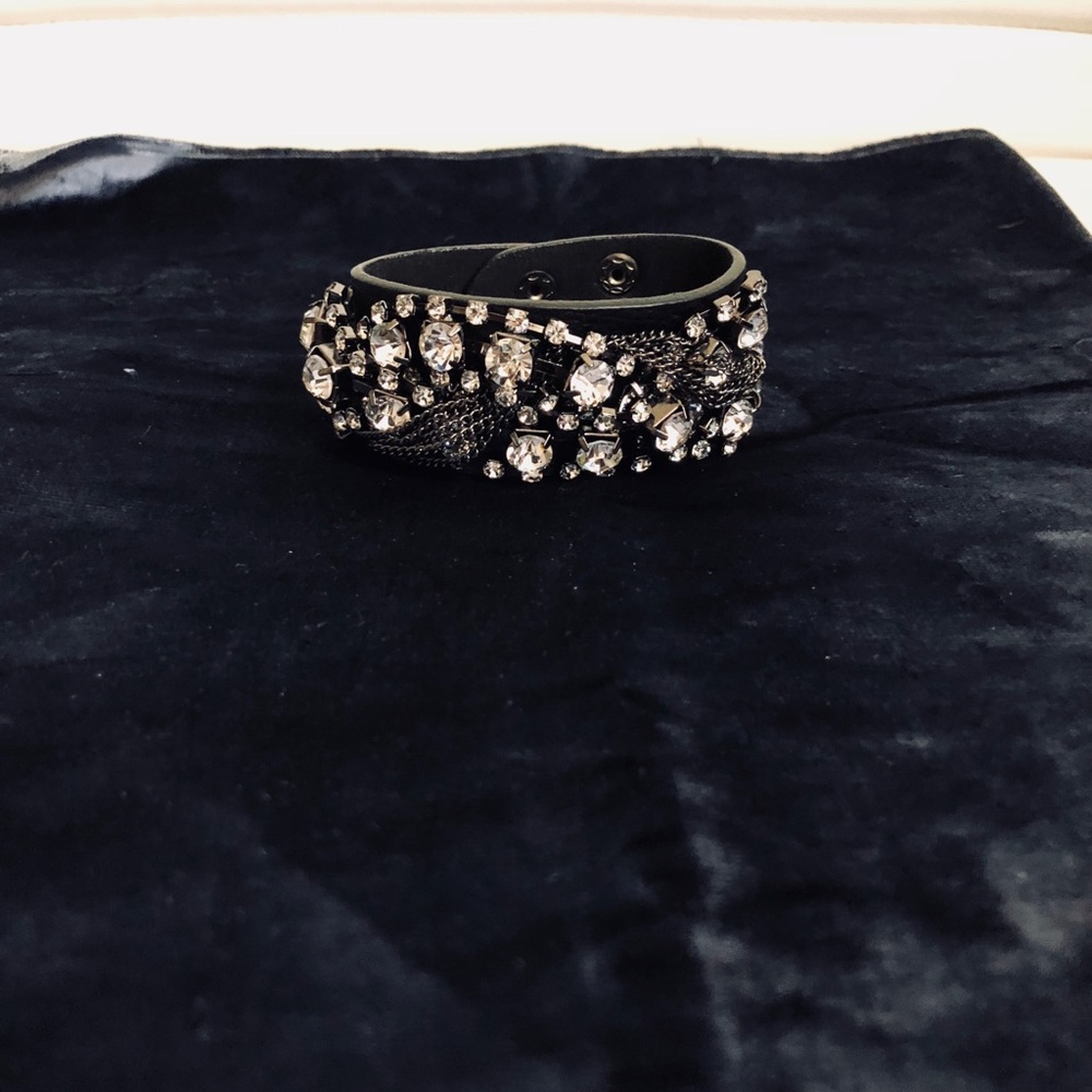 Encrusted jewel leather bracelet